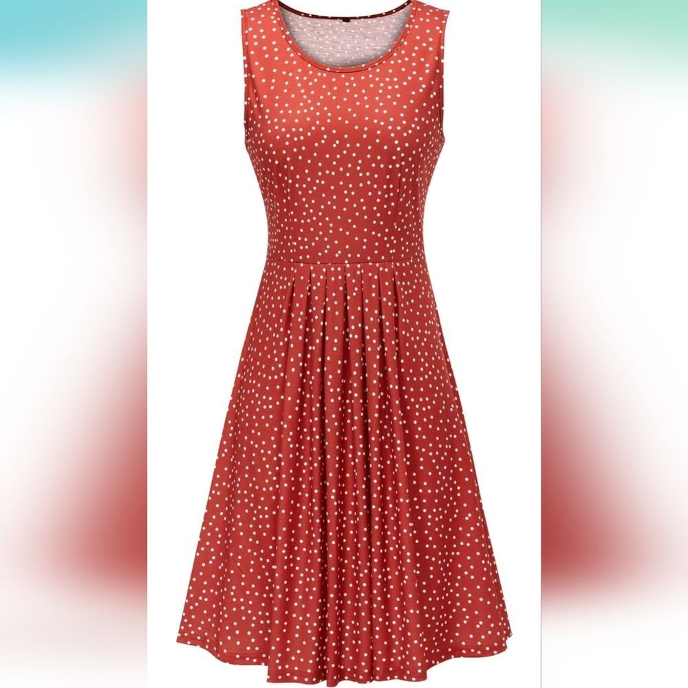 Kilig size medium sleeveless red polkadot midi dress NWT